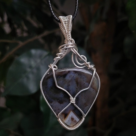 Handmade Marine Agate Crystal Pendant - Picture 2 of 2